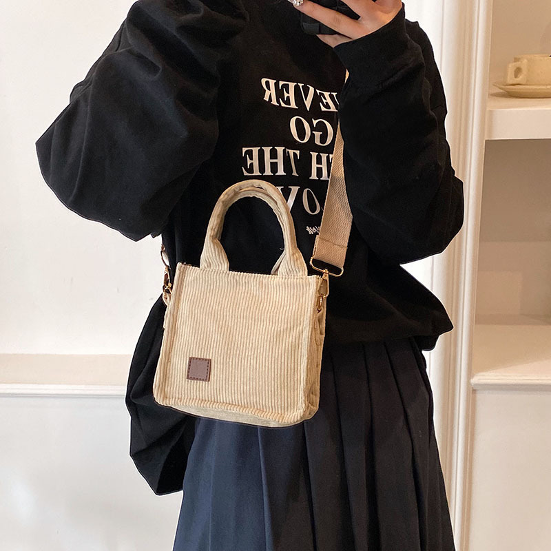 Simple And Fashionable Corduroy Handbag