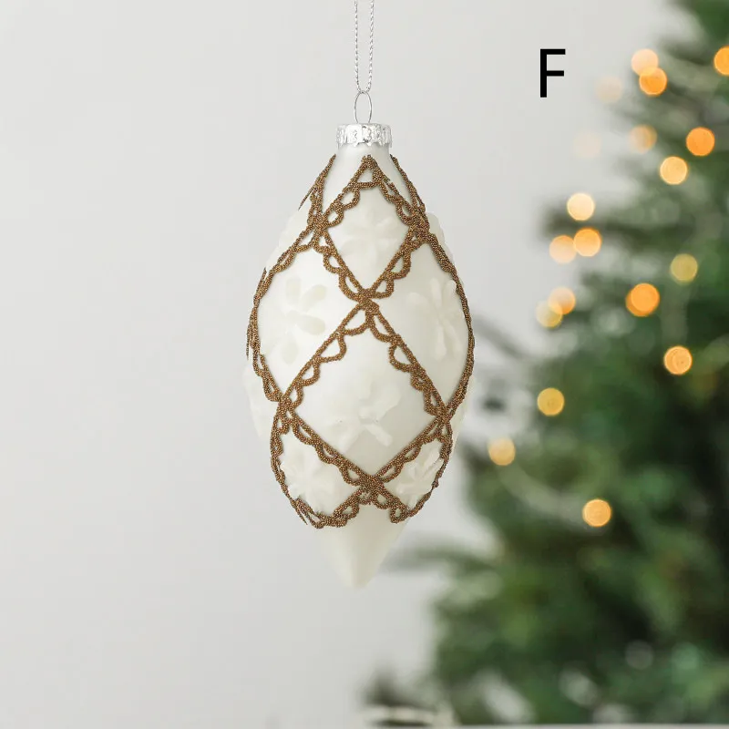 Glass Ball Drop Ball Hand Drawn Christmas Ball Christmas Tree Pendant – image 7