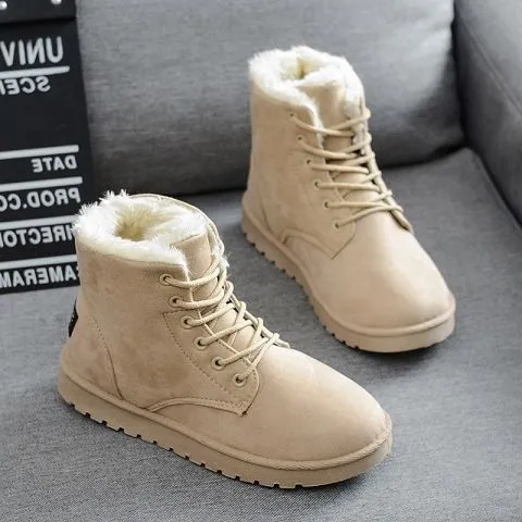 Flat heel Student Short Lace up Martin Boots Women Boots Beige - Shop at LoveMi