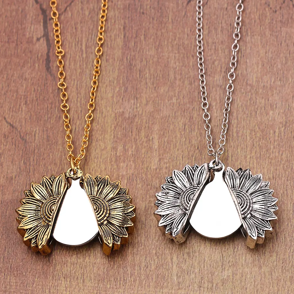 Personalized Engrave Name Date Sun Flower Necklace