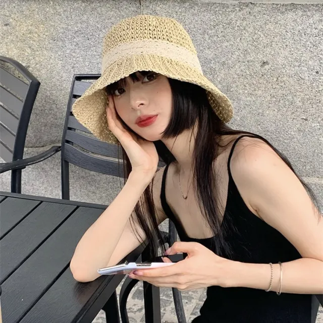 Women's Casual Lace Sun Protection Straw Hat Beige - Shop at LoveMi