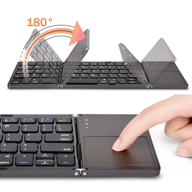 Folding Tablet Phone Computer Wireless Foldable Bluetooth Keyboard Multi-Function Button – image 2