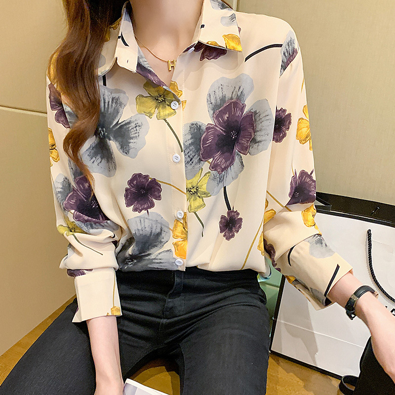 Title 3, Floral Small Shir Chiffon Shirt Loose Women