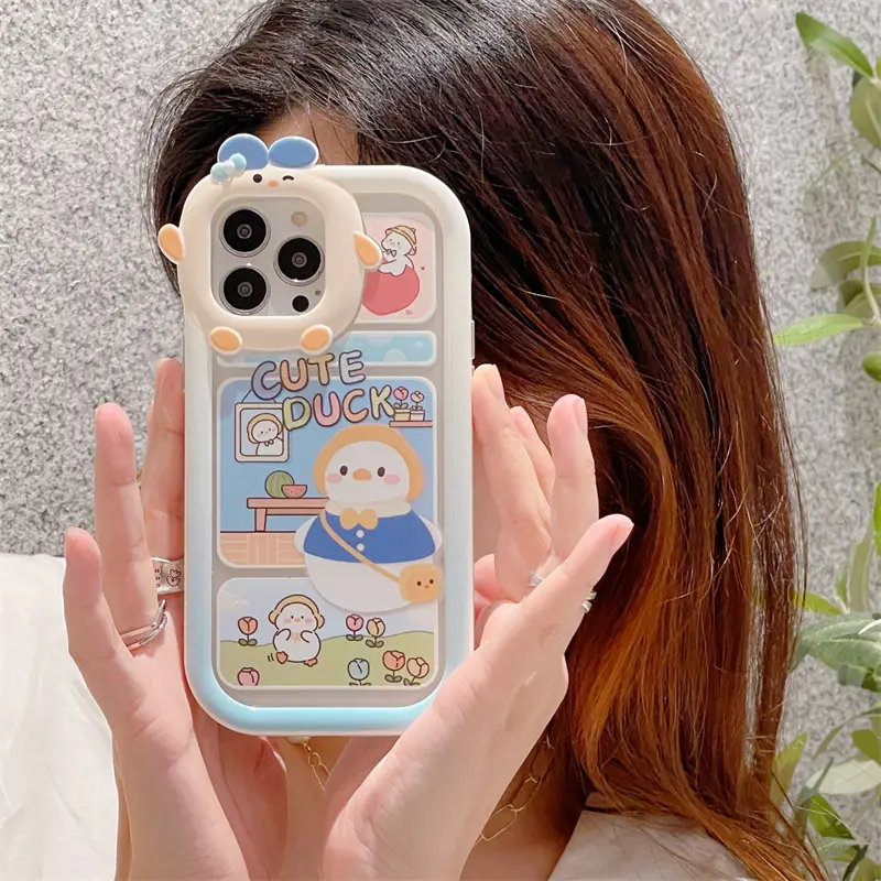 Cute School Uniform Duck Phone Case Cartoon Female Model