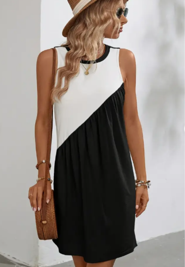 Colorful Square Neck Round Neck Dress