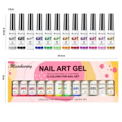 12 Colors Pull Glue 3D Painted Nail Pull Glue - 12Colors Brushed Gum Set - View 1