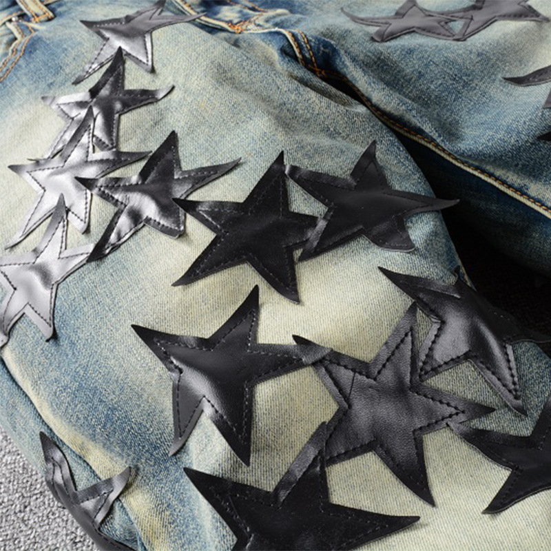 Five-pointed Star Jeans Trendy Men's Slim Feet Pants