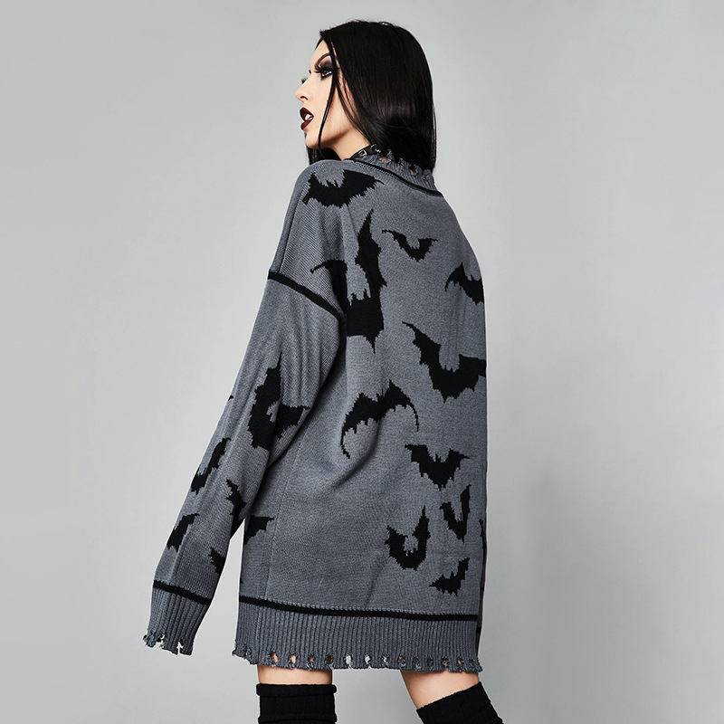 Loose Pullover And Long Bat Tattered Sweater European And American Style Fashion Trend Personality