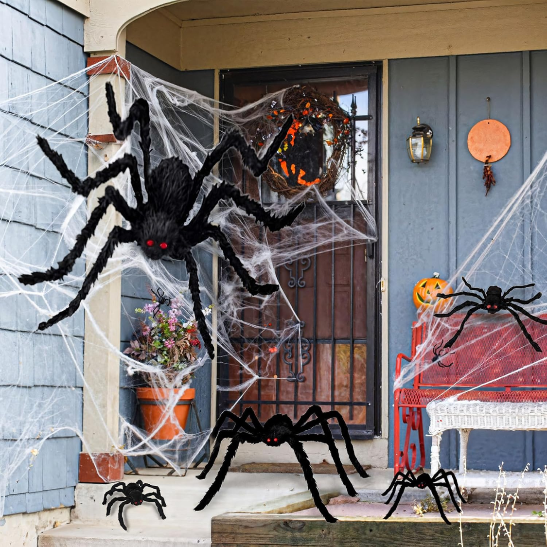 Giant Spider 6.6 Ft Halloween Decorations Fake Furry Spiders Large For Outdoor Indoor Yard Home Costumes Party House Decor 1 Pack