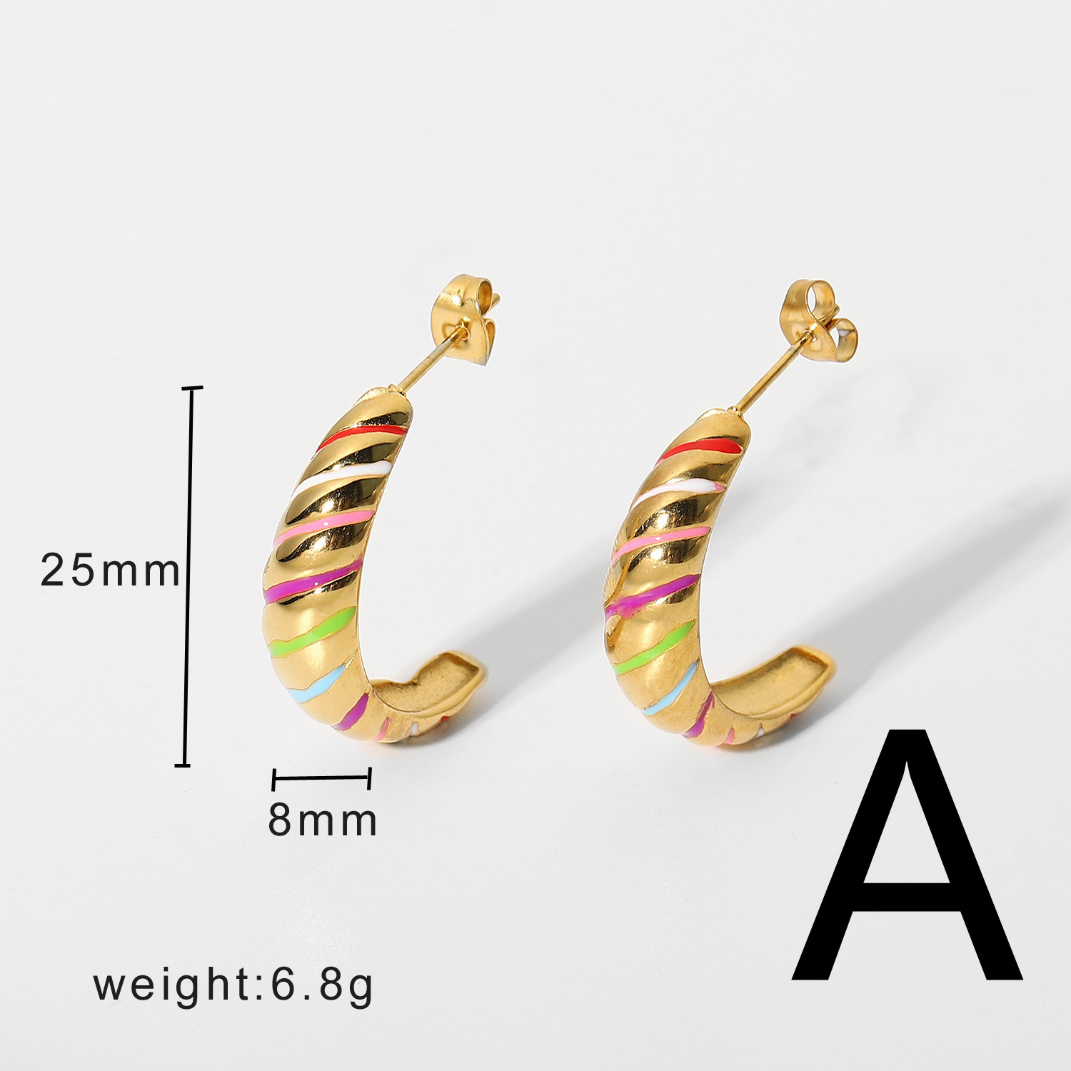 Stainless Steel Color Drip Oil Titanium Steel Earrings Geometric Earrings