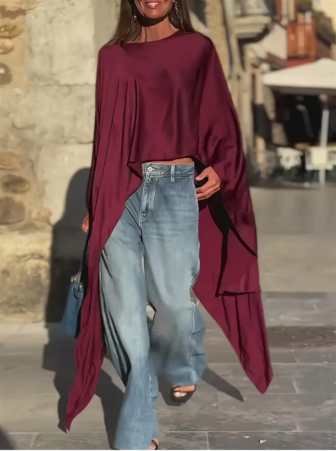 Irregular Hem Flowy Blouse