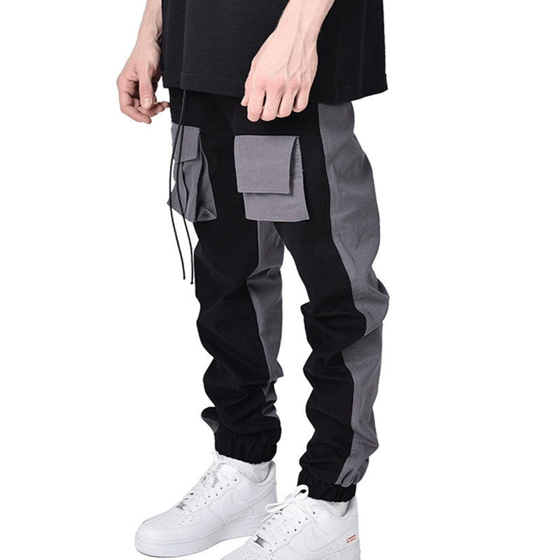 Men's Trendy Casual Pants Large Size Color Block Straight