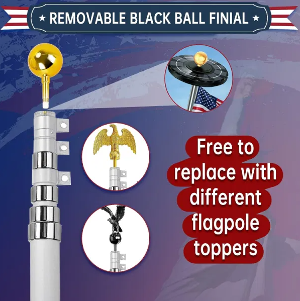 Aluminum Flagpole With US Flag And Ball — view 3