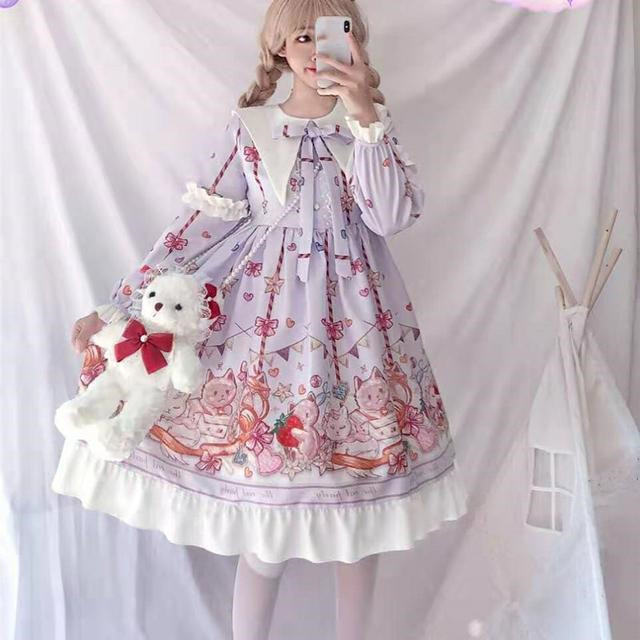 Japanese Soft Girl Spring And Summer Cat Party Dress