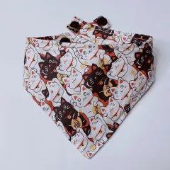Cartoon Printing Lucky Cat Saliva Scarf Headscarf Supplies Accessories - Red - View 1