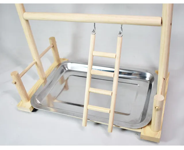 Solid Wood Toy Swing Climbing Ladder Shelf Peony Xuan Double layer Stainless Steel Food Box Wooden Stand - Shop at LoveMi