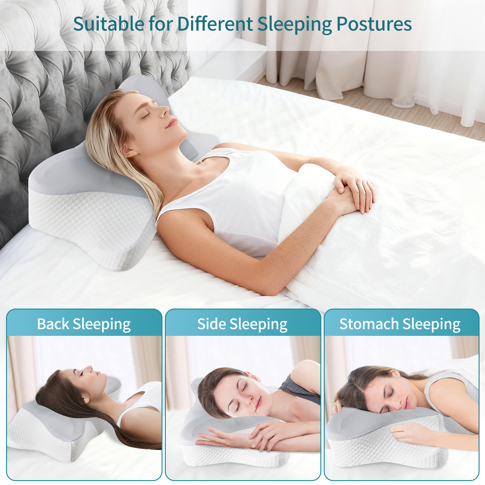 2 Pack Memory Foam Pillow, A Cooling Type Sleep Pillow Designed To Provide Neck Support When Lying On One's Side image 19