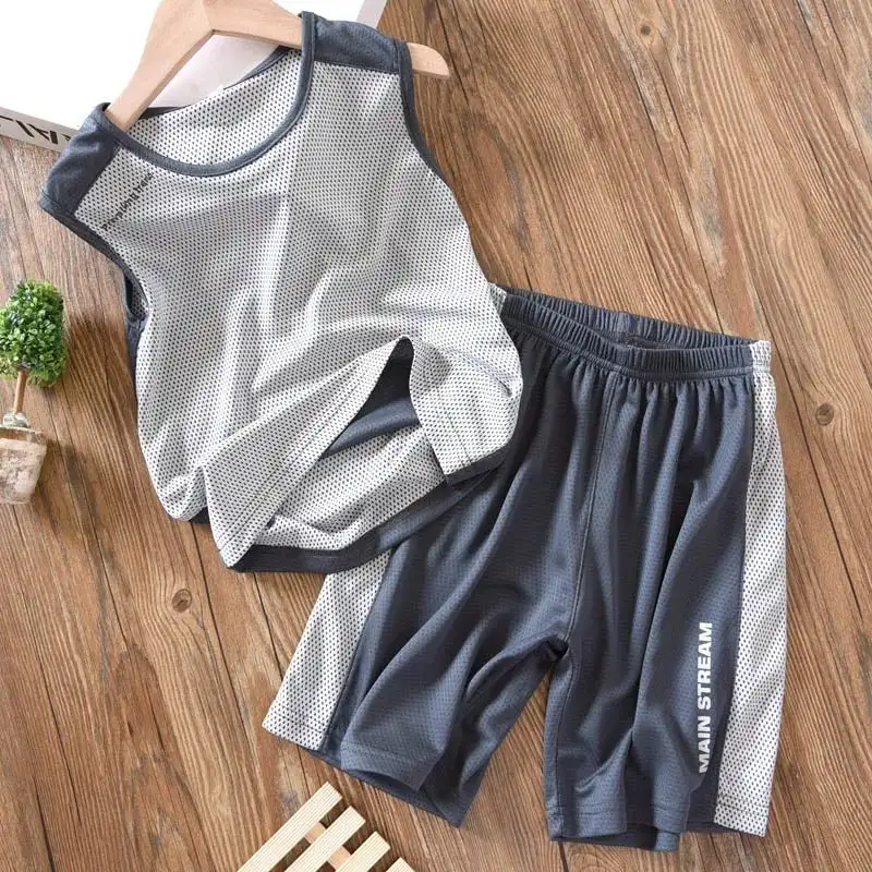 Children's Mesh Sleeveless Shorts And Vest Suit