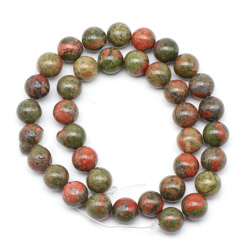 Natural Olive Green Round Beads Semi-finished Loose Beads Bracelet Necklace Accessories Natural Stone Beads