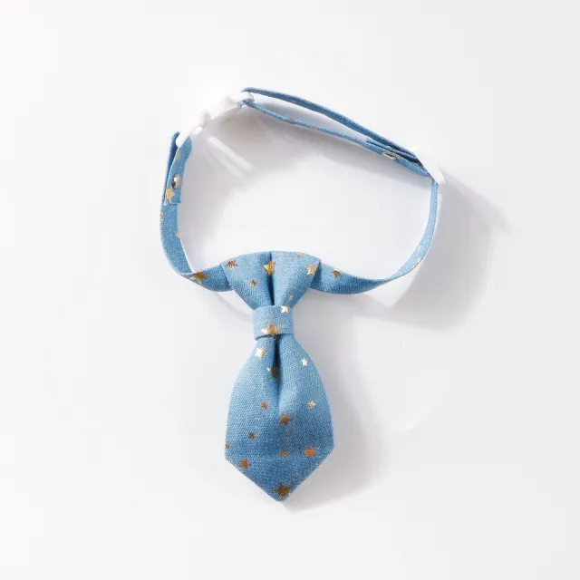 Designer Dog Collar For Small Medium Dogs Long Tie Golden Star Fancy Neck Wear Adjustable Animal Decoration Pet Cat Accessories Blue - Shop at LoveMi