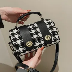 Fashion Bag Female Houndstooth Boston - Black - View 1