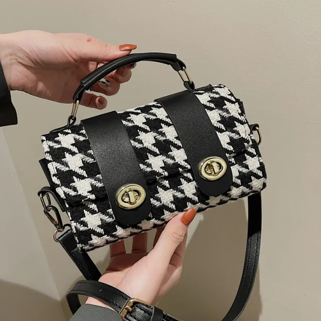Fashion Bag Female Houndstooth Boston Black - Shop at LoveMi