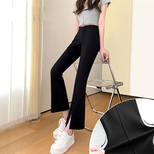 Women's High waisted Slim Casual Pants Black Cropped Pants - Shop at LoveMi