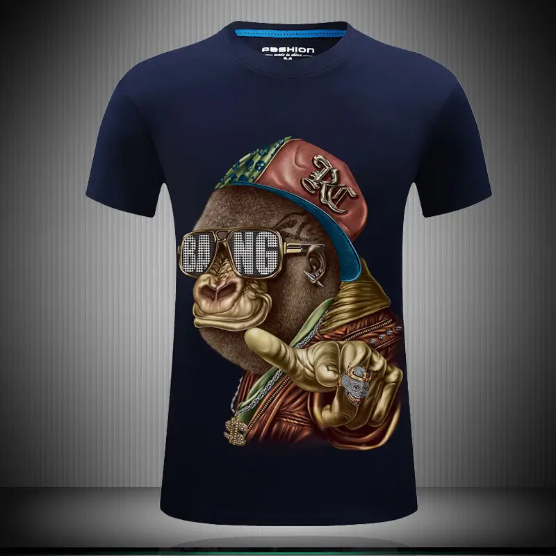 3D Short Sleeve Teenage Print Men's Plus Size