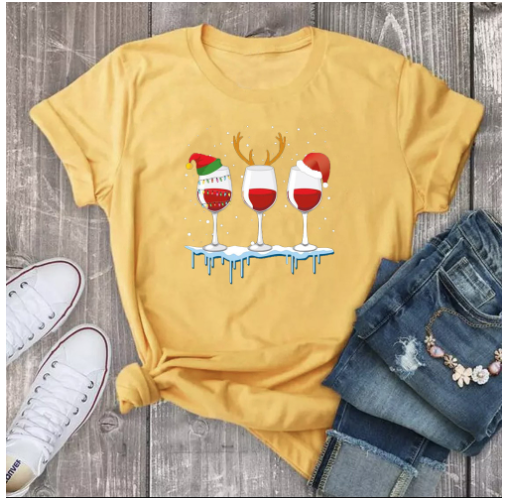 Fashion Casual Women's Printed T shirt Short Sleeves Yellow - Shop at LoveMi