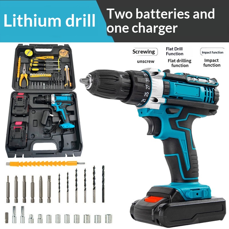 Household Rechargeable Brushed Electric Wrench, Household Lithium Battery Electric Drill, Export Model Impact Drill, Electric Tool — foto 5
