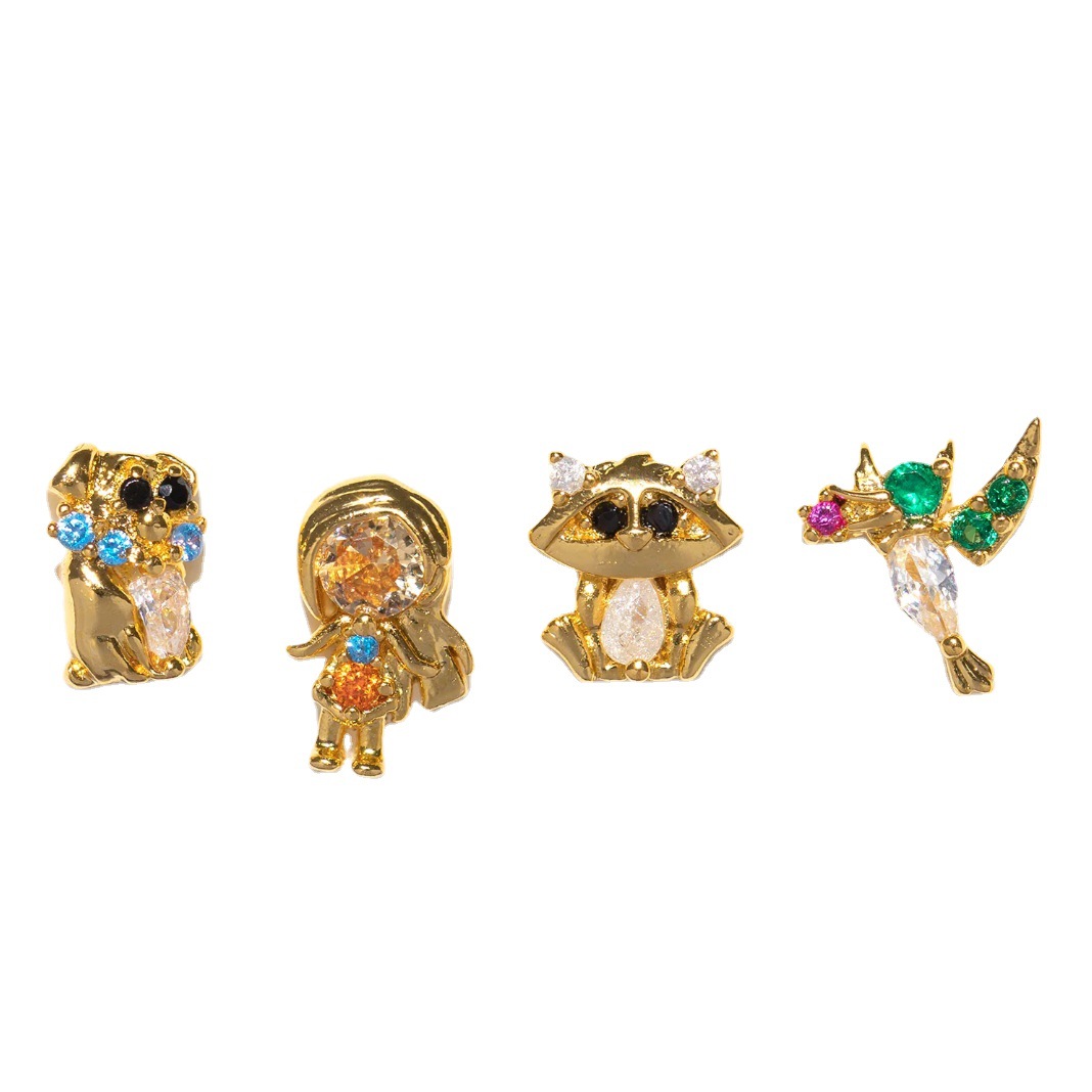 Women's Fashion Cute Silver Pin Copper Plated 18K Gold Earrings