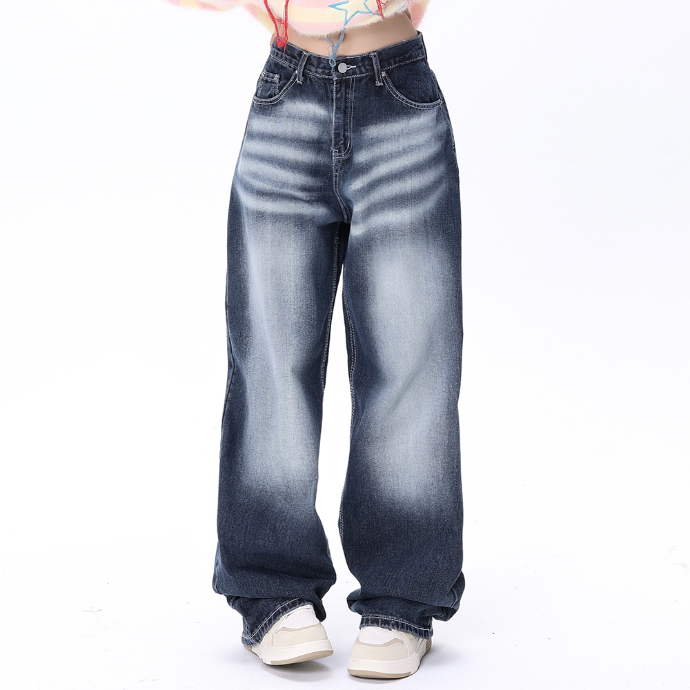 Hip Hop Rock Monkey Wash Wide Leg Jeans Men