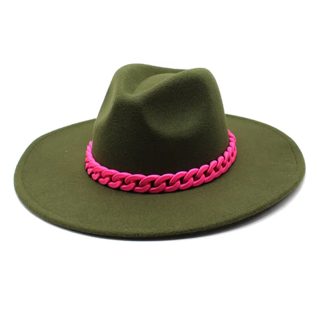 Men's And Women's Large Brim Wool Top Hat Green - Shop at LoveMi