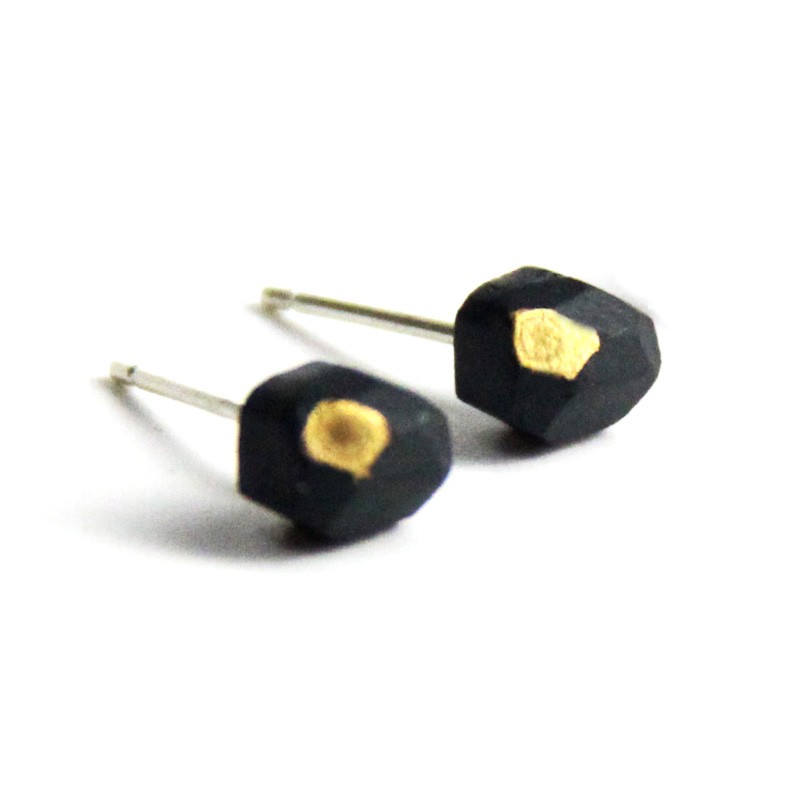 Title 6, Triangle Classic Couple Texture Black Earrings ...