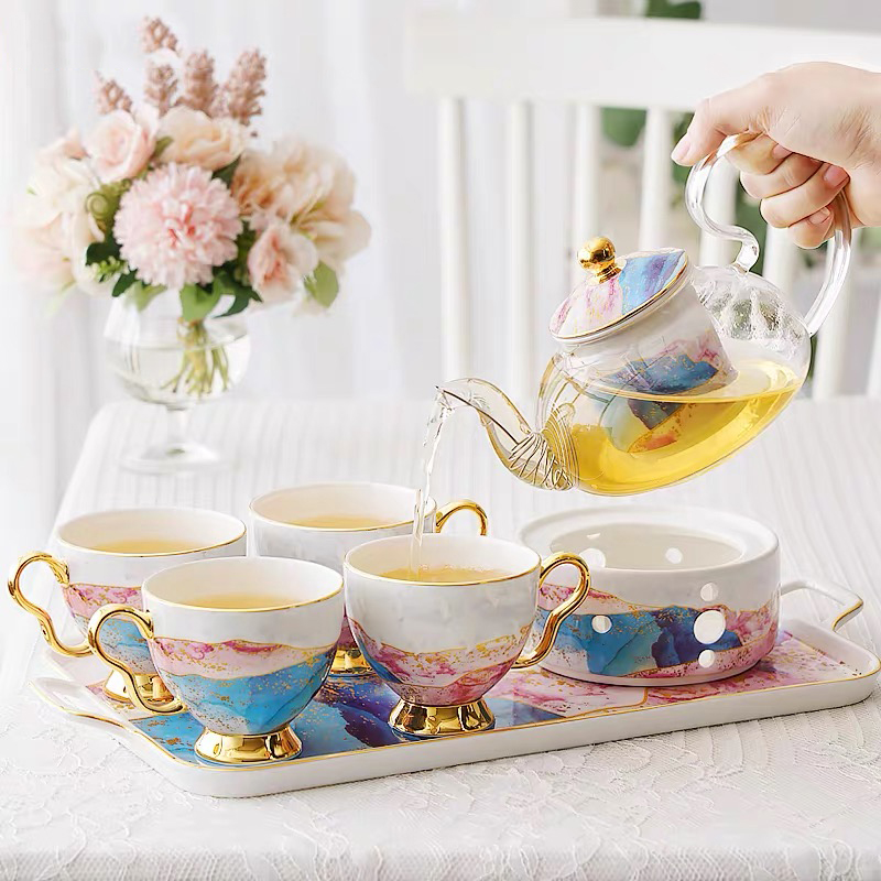 Title 4, English Ceramic Glass Flower Tea Cup Set