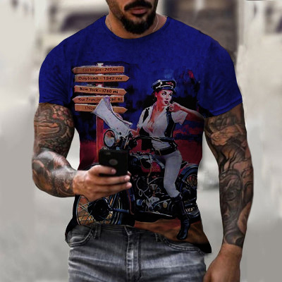 Men's Sports Round Neck Slim Youth Printed T-shirt