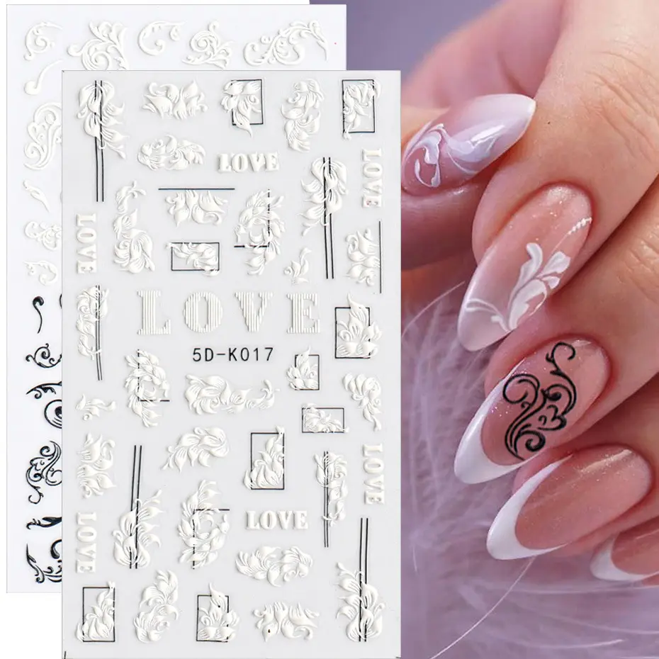 Three-dimensional Hollow White Bridal Lace Butterfly Nail
