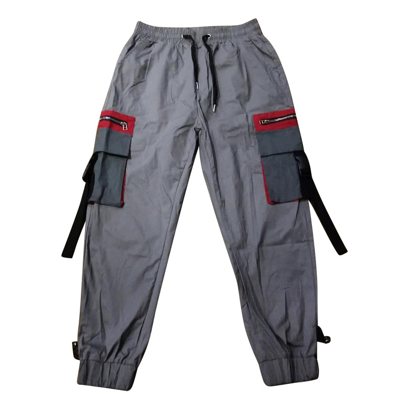 Trend Ins Multi-pocket Tie-leg Casual Pants Hong Kong Style Men's Trousers