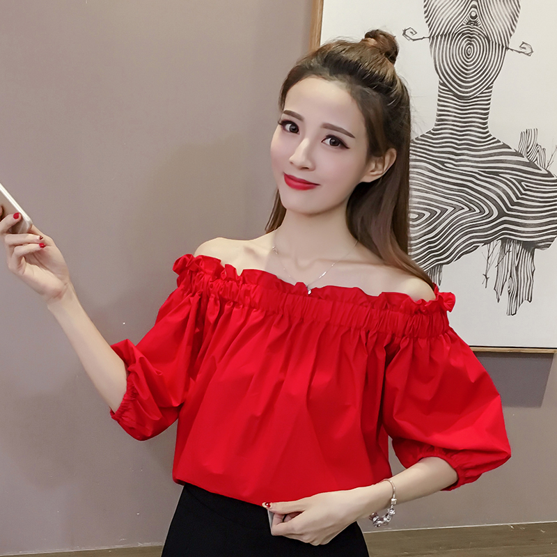 Title 5, Korean Style Sexy Off-shoulder Shirt Female Des...