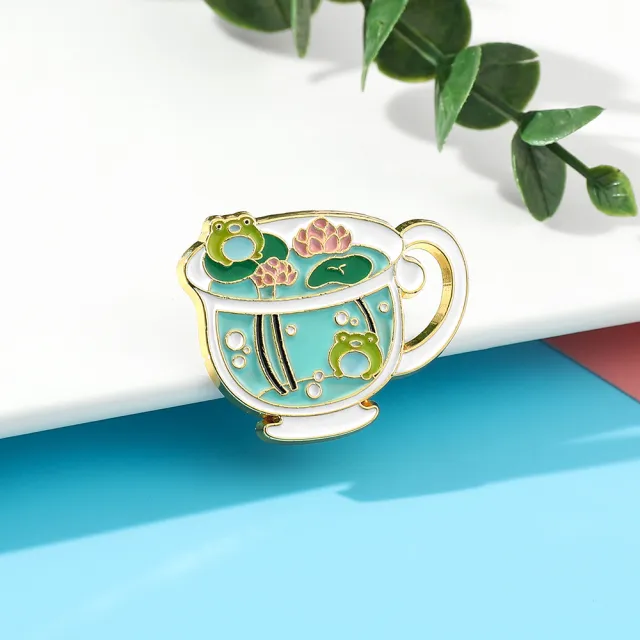 Cute Frog Animal Enamel Pin Brooch Cup Xz1418 - Shop at LoveMi