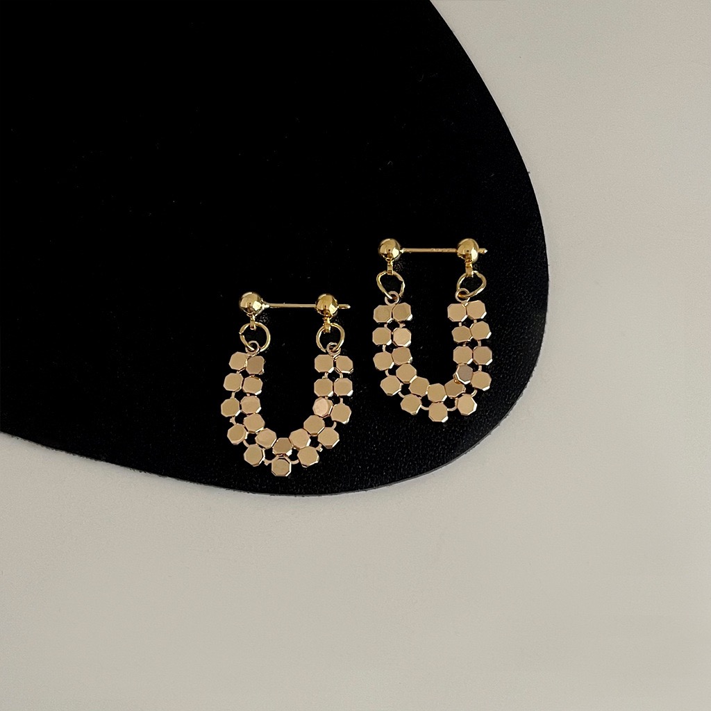 Vintage Geometric Irregular Earrings Women Metal Statement Hoops European American Style
