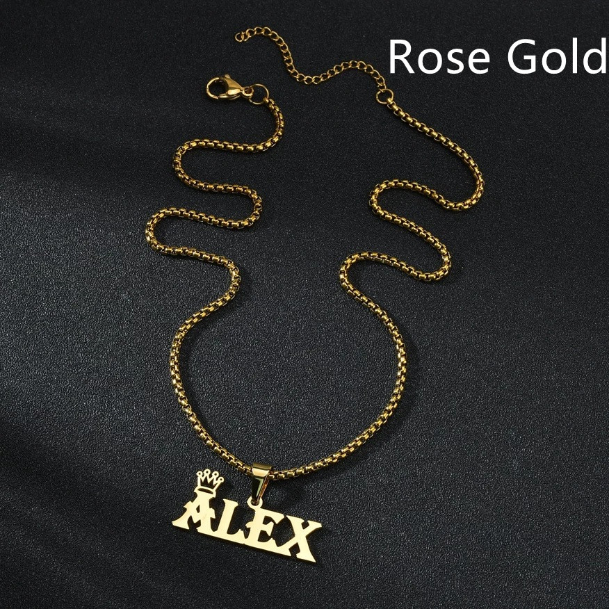 Customized Rock Style Bead Chain Personalized Name Necklace