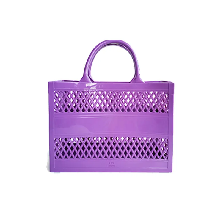 Women's Personality Multicolor Fashion Large Capacity Hollow Tote Bag - Purple