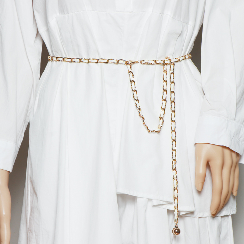 Thin Belt Fashion Chain Braided Waist Waist Closure