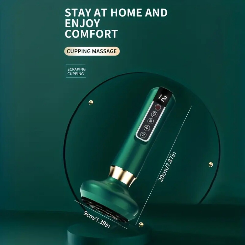 12 Levels Electric Cupping Massager Vacuum Suction GuaSha Anti Cellulite Beauty  Green 2