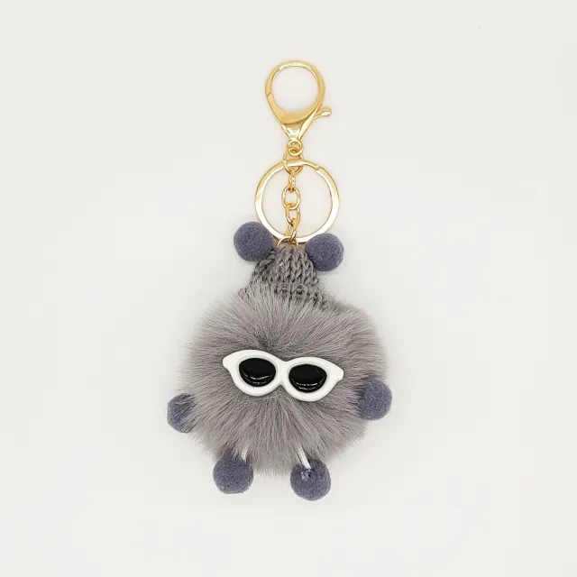 Rex Rabbit Fur Small Briquettes Elf Cute Plush Doll Pendant Keychain Grey - Shop at LoveMi