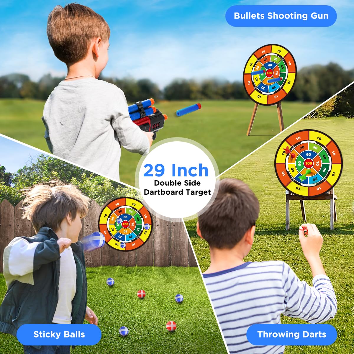 VATOS 2 Pack Bow And Arrow Toy With LED Light-4 In 1 Archery & Dart Game Set With 20 Suction Cup Arrows, Shark Glow Target & Dart Board - Indoor Outdoor Birthday Gift For Kids Boys Girls Ages 5-12