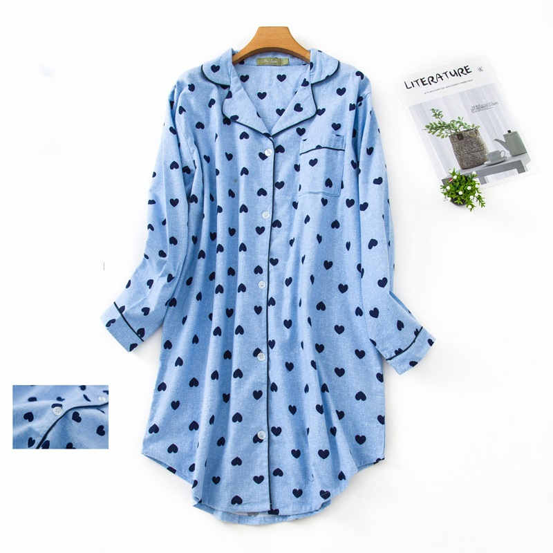 Title 5, Woven Flannel Cotton Nightdress Lapel Cardigan