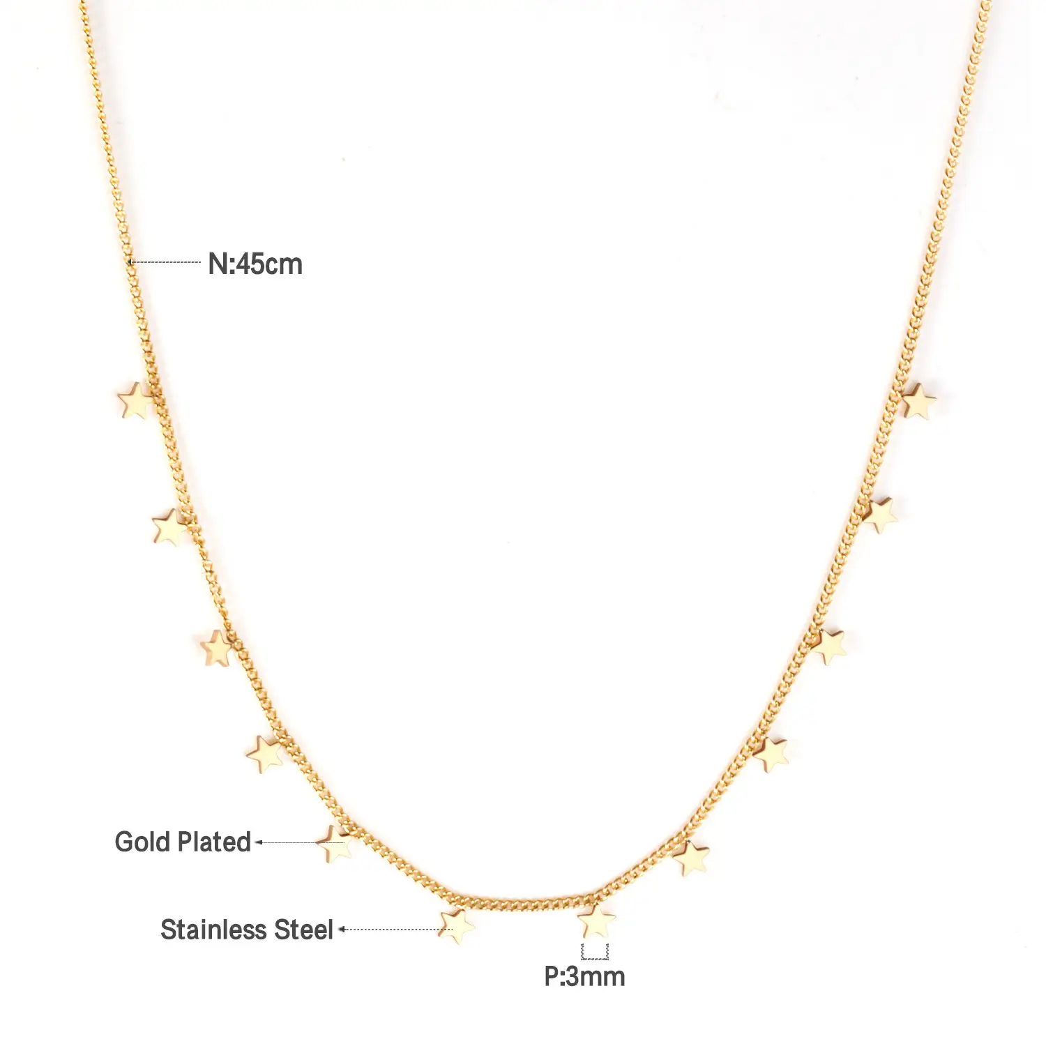 Simple Side By Side Flower Pendant Necklace Stainless Steel Jewelry