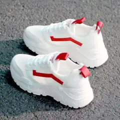 Small White Shoes Mesh Breathable Sneakers - Red - View 1